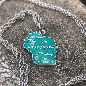 Vintage Enameled Wisconsin  Necklace Sterling